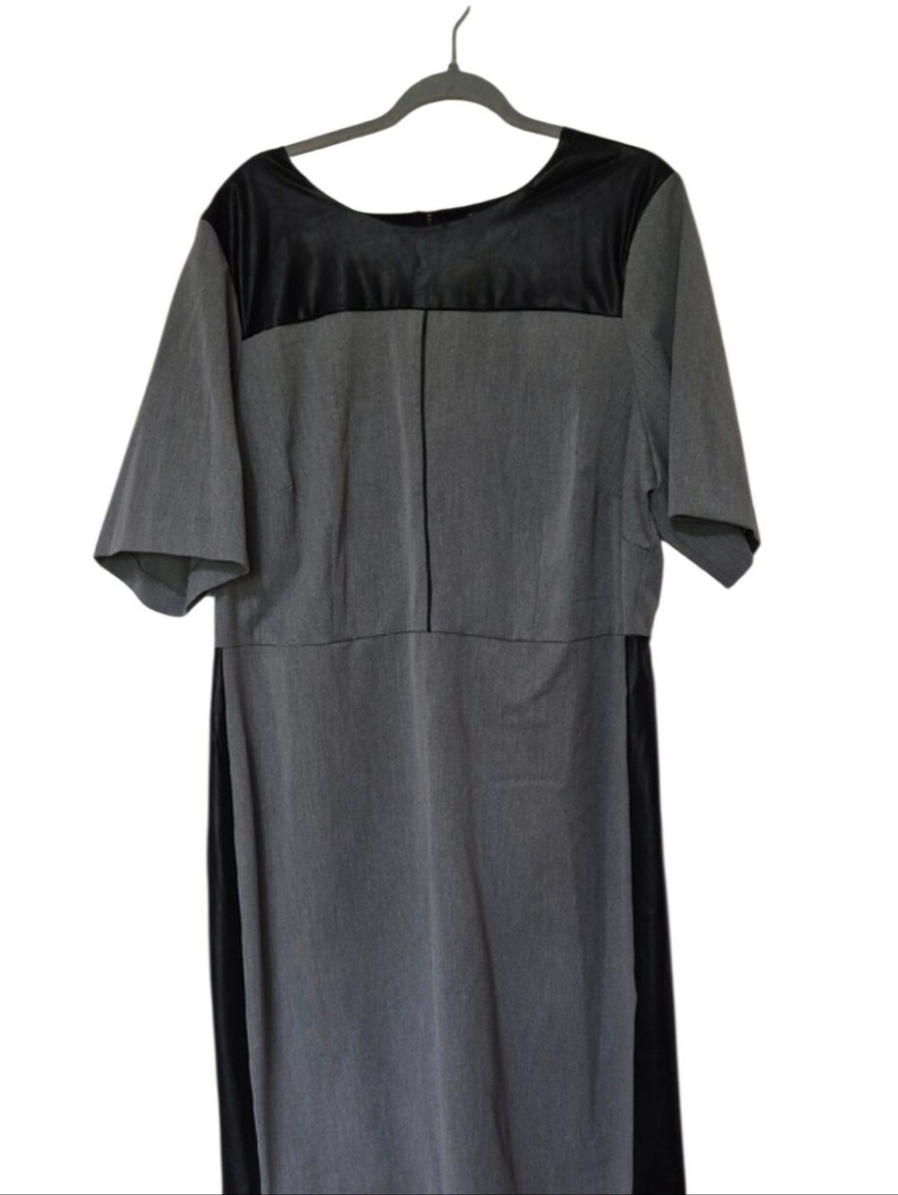 Eloquii Premier Size 22 Gray Dress With Faux Leather Accents